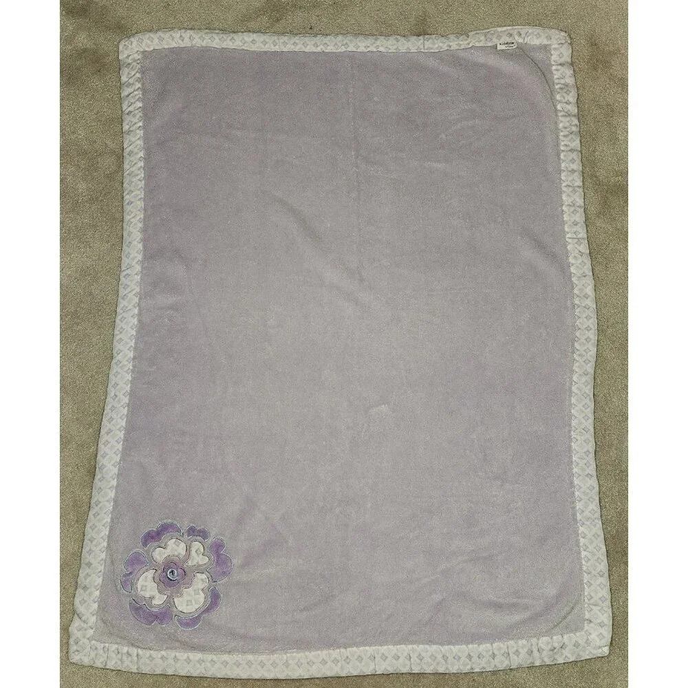Kidsline by Dena Fleece Purple Flower Baby Blanket Diamond Trim 28